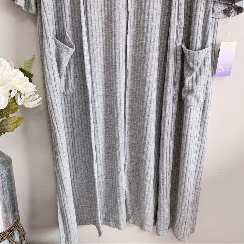 Stars Above Women’s Gray Short Bell Sleeve Wide Rib Robe - Picture 5 of 8